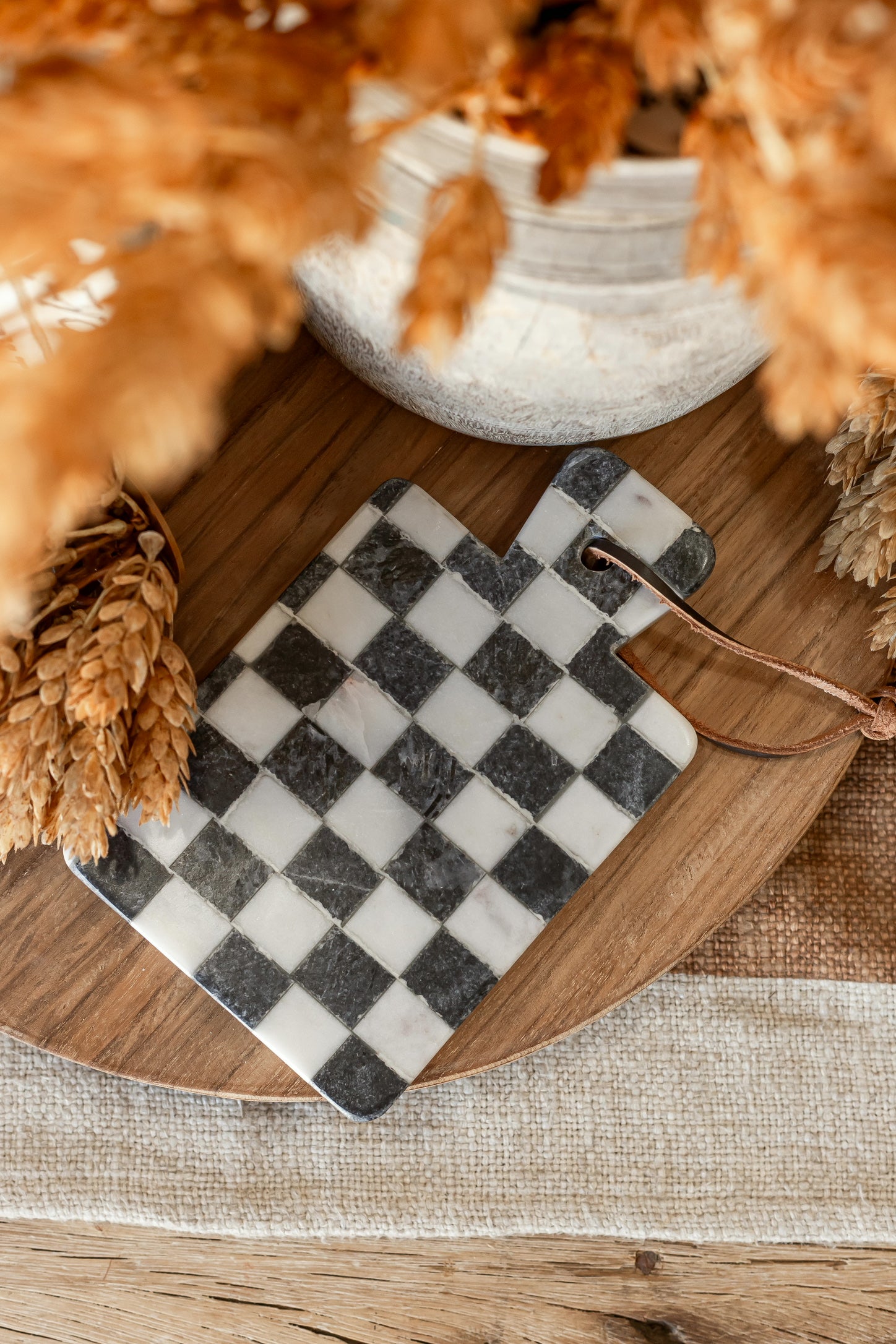 Marble Check Cheese Board Creative Co-Op