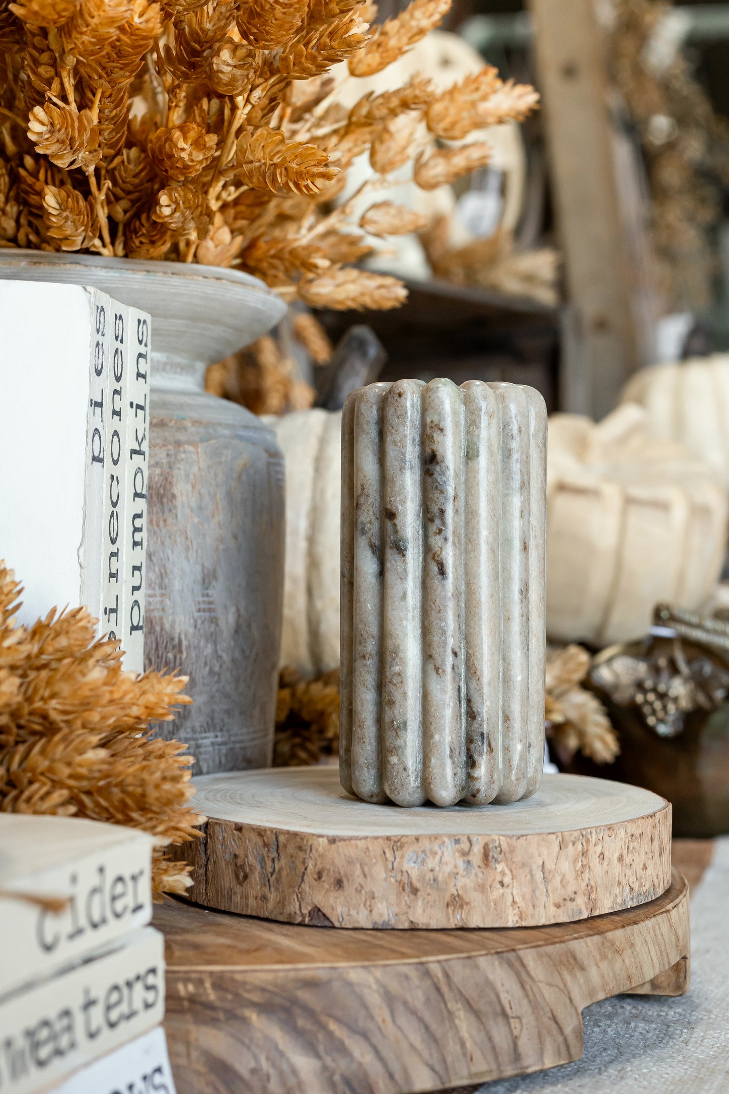 Marble Ribbed Taper Holder Creative Co-Op