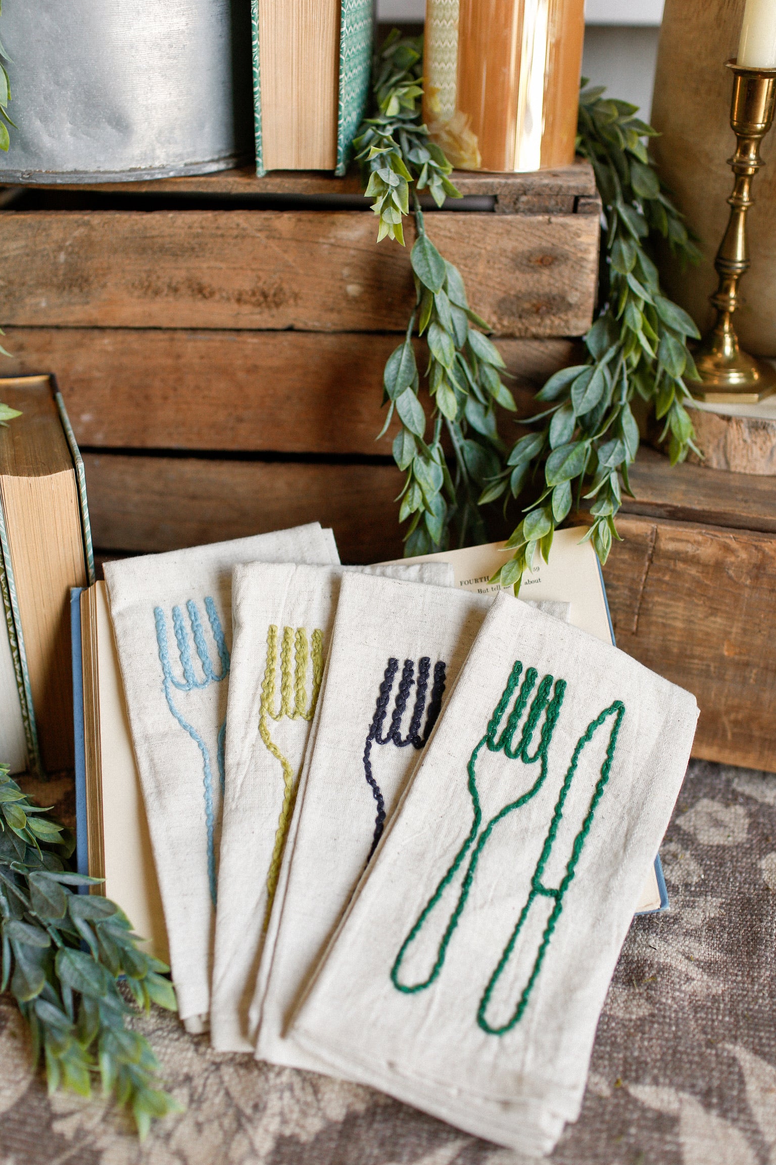 Embroidered Silverware Napkins