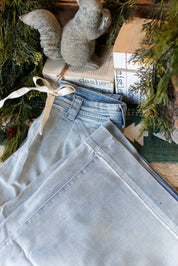 Washed Denim Tie Front Pant