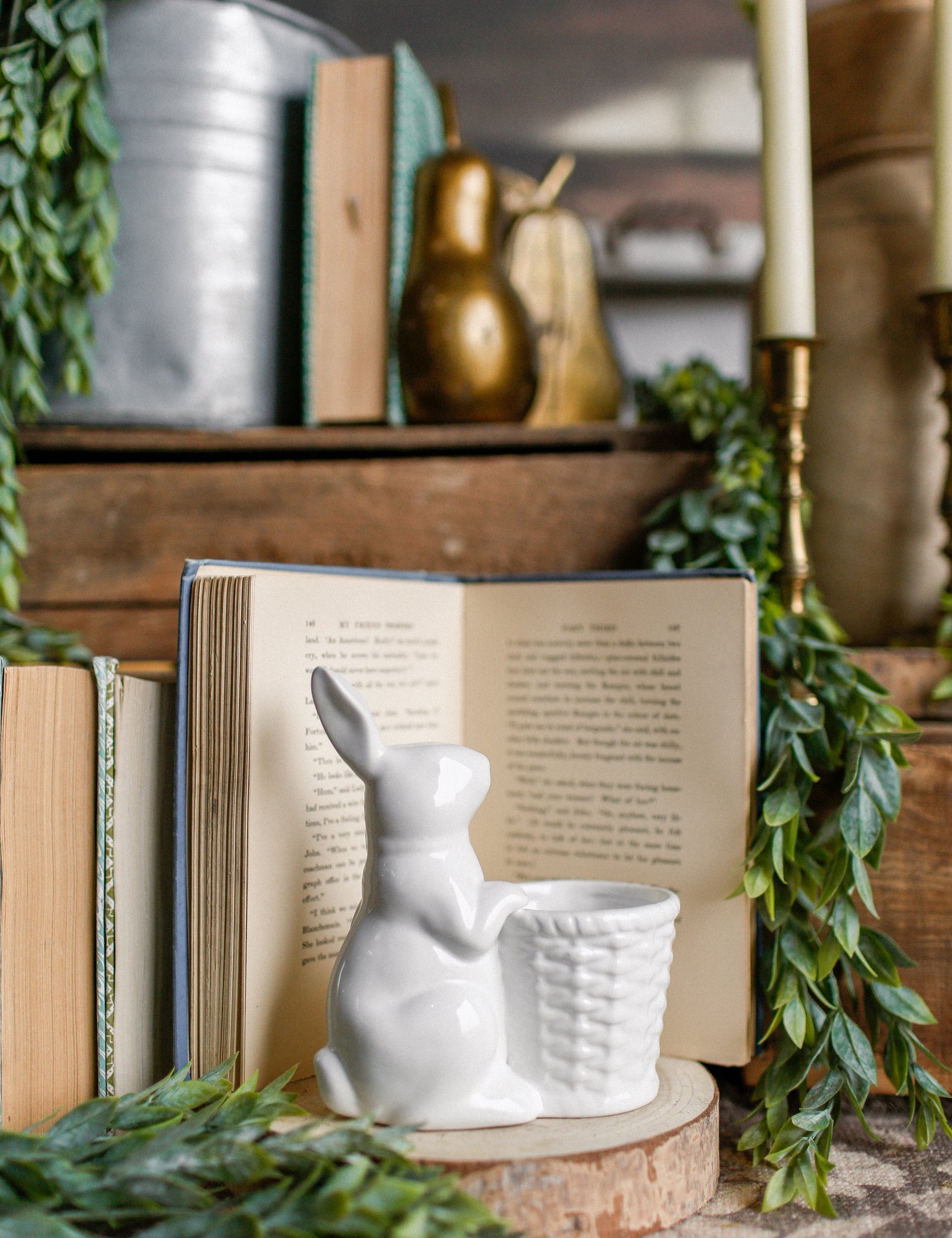 Ceramic Bunny With Basket The Little Burlap Barn®