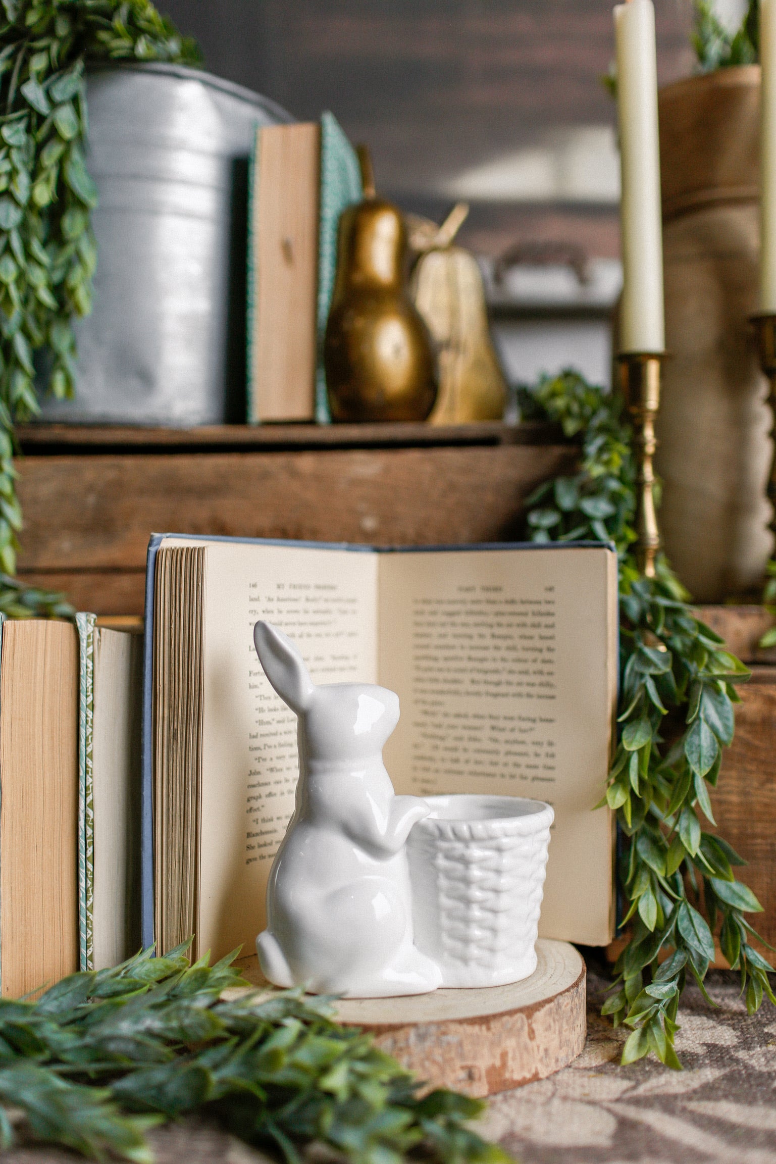 Ceramic Bunny With Basket The Little Burlap Barn®