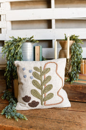 Embroidered Botanical Pillow