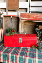 Vintage Red Metal Toolbox