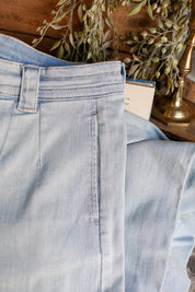 Washed Denim Tie Front Pant