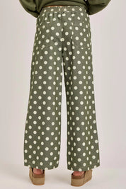 Olive Polka Dot Drawstring Pant BON