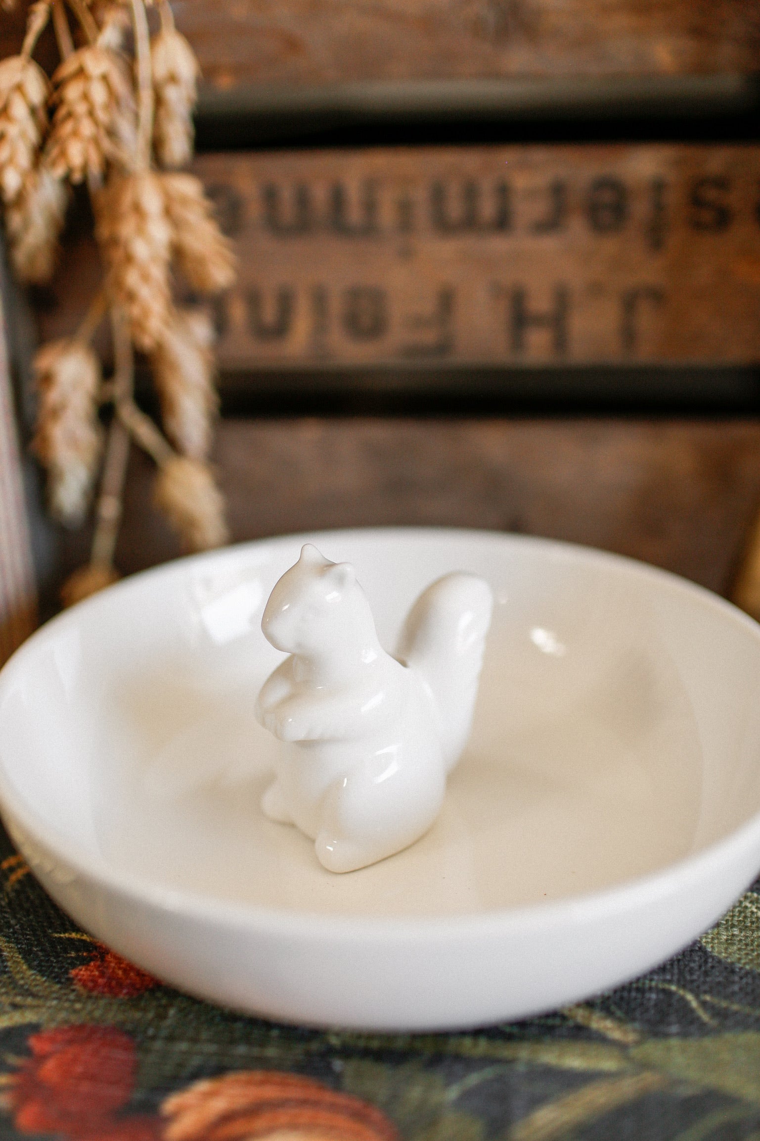 Stoneware Squirrel Dish