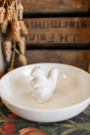 Stoneware Squirrel Dish