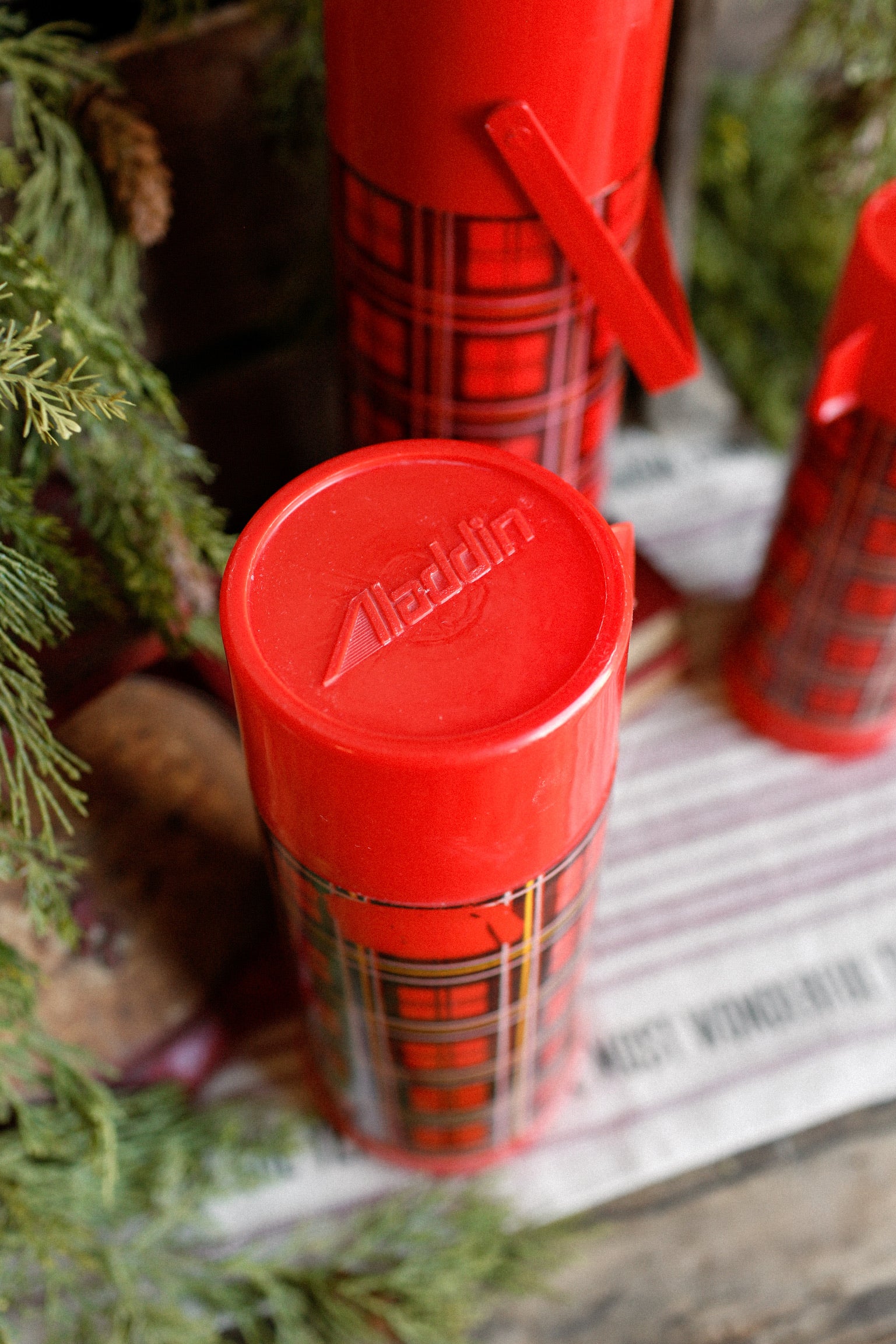 Vintage Aladdin Plaid Thermos