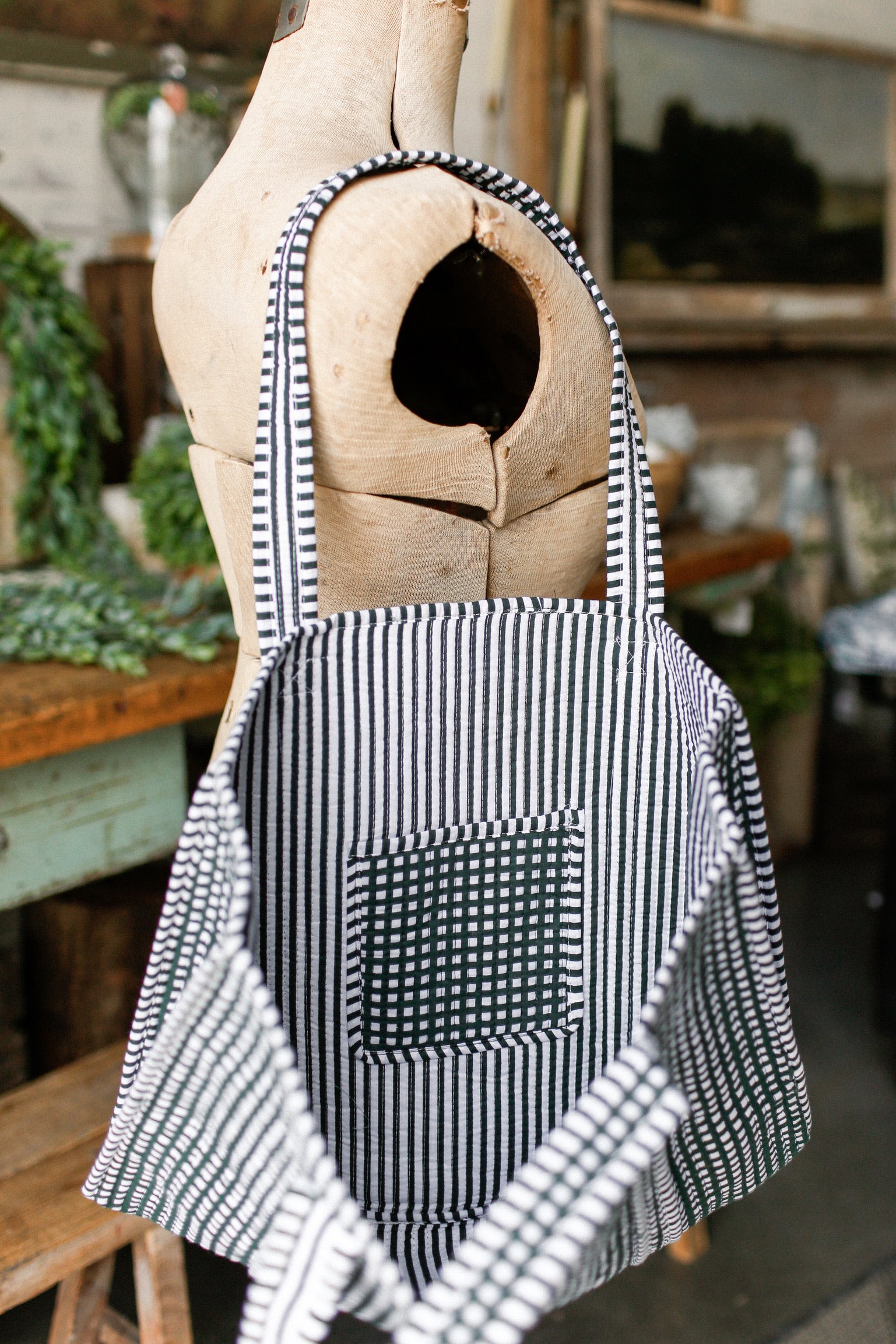 Green Check Tote Bag The Little Burlap Barn®