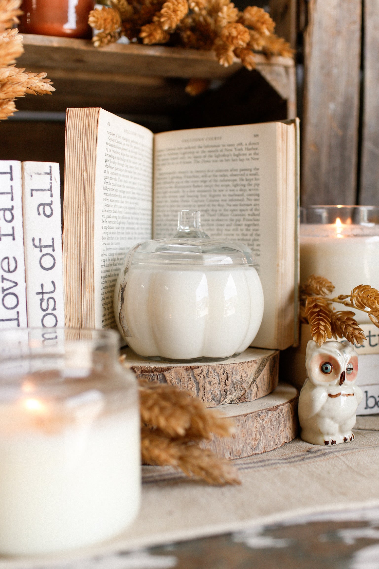 Cozy Pumpkin Glass Jar Fall Candle -Wholesale The Little Burlap Barn®