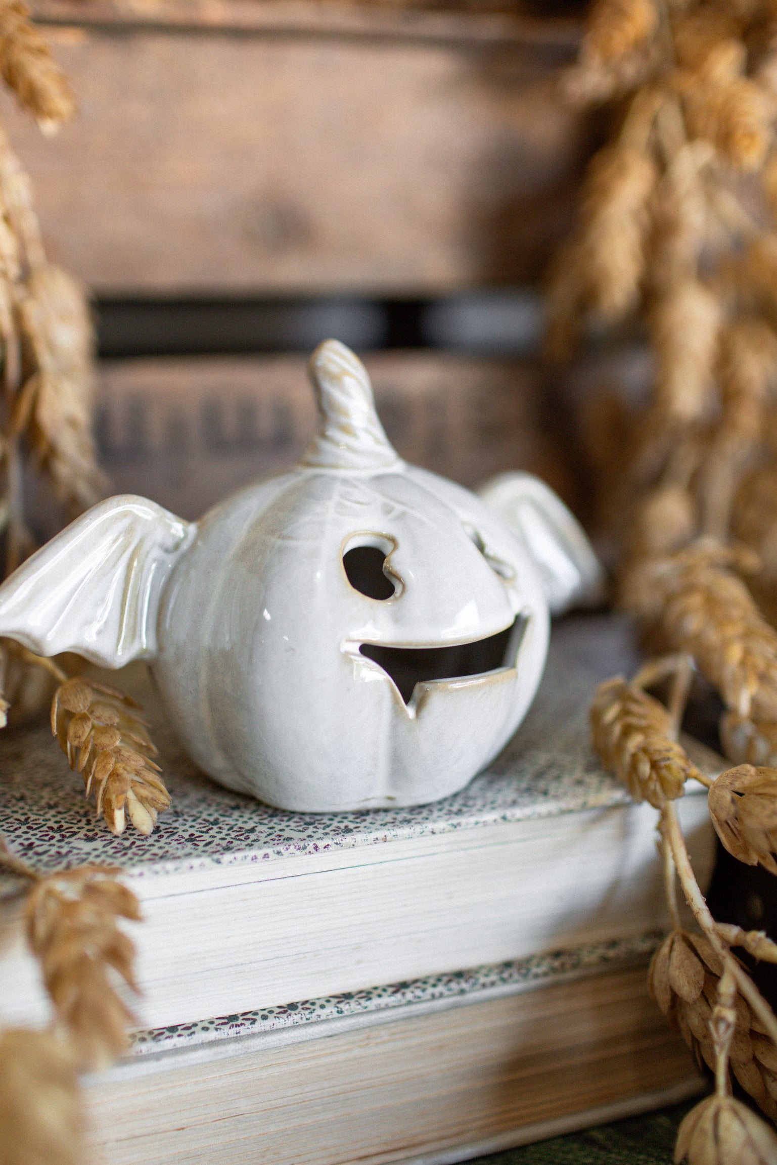 Stoneware Lighted Jack O' Lantern