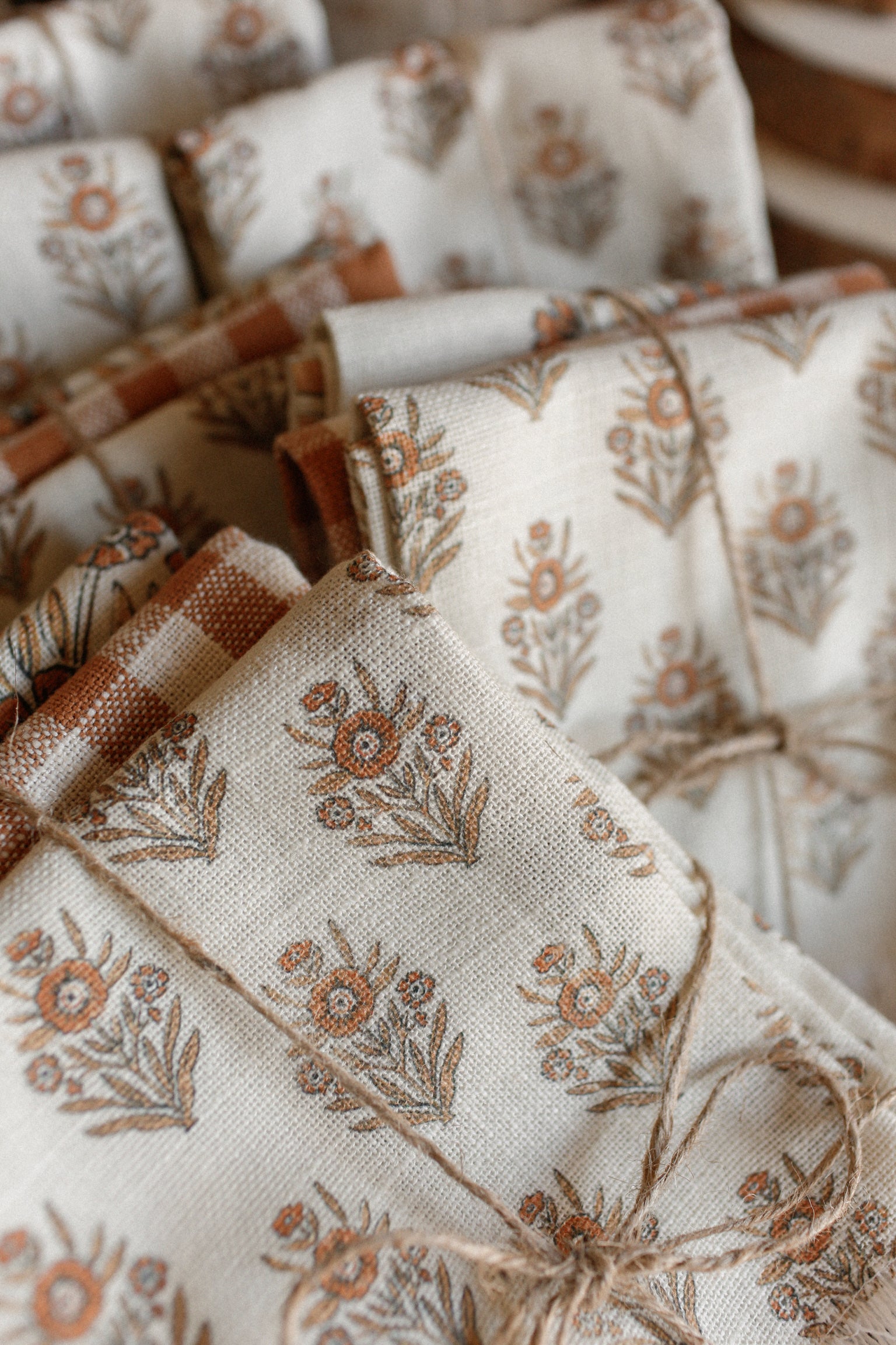 Autumn Block Print Kitchen Towels