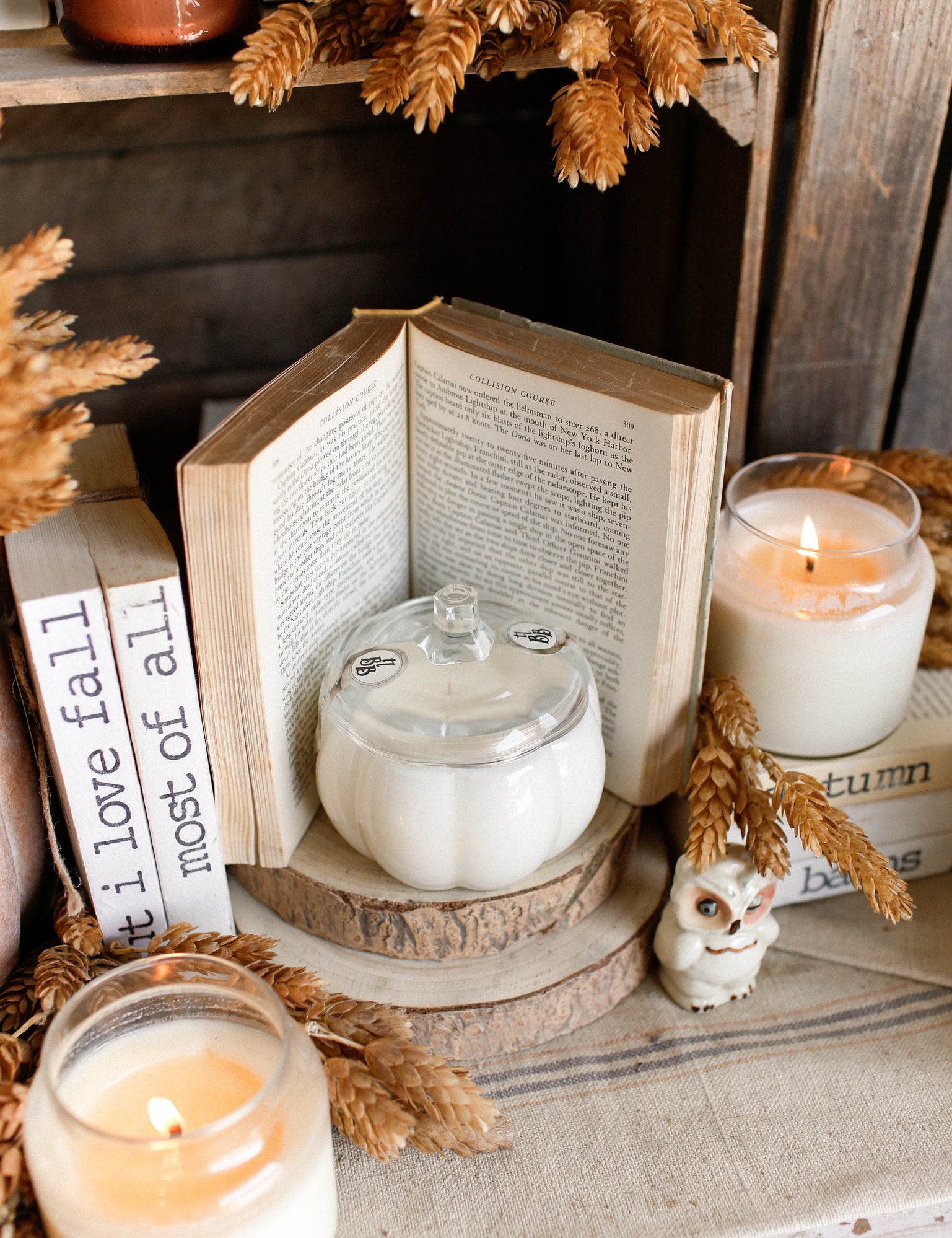 Cozy Pumpkin Glass Jar Fall Candle -Wholesale The Little Burlap Barn®