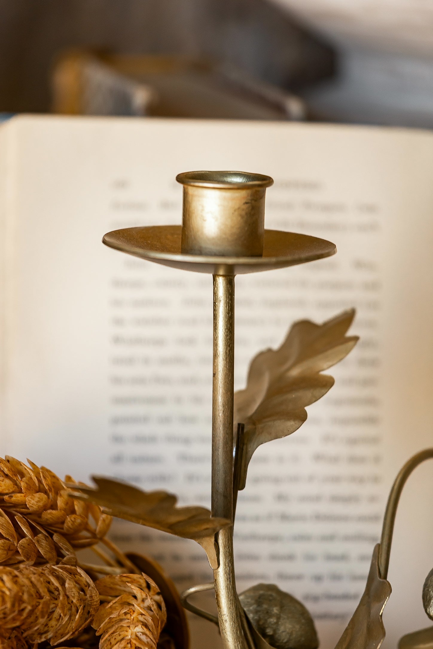 Antique Gold Leaf and Acorns Candelabra Creative Co-Op