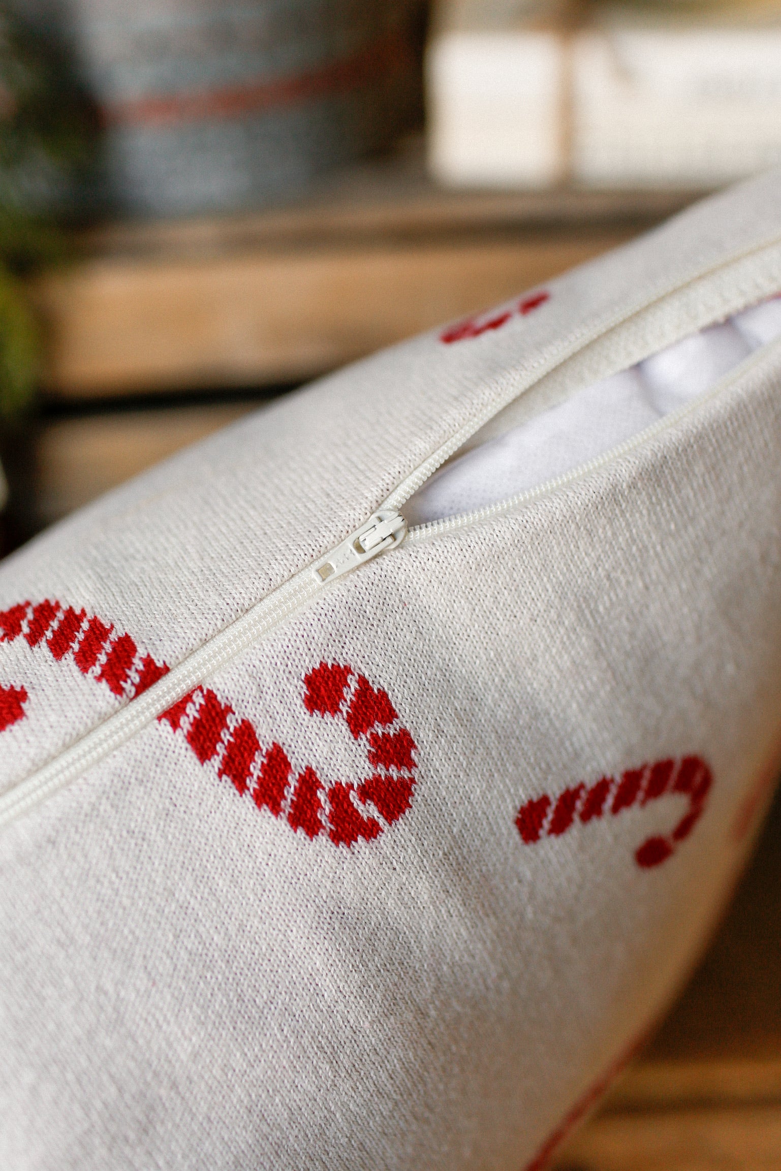 Knit Candy Cane Pillow