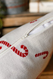 Knit Candy Cane Pillow