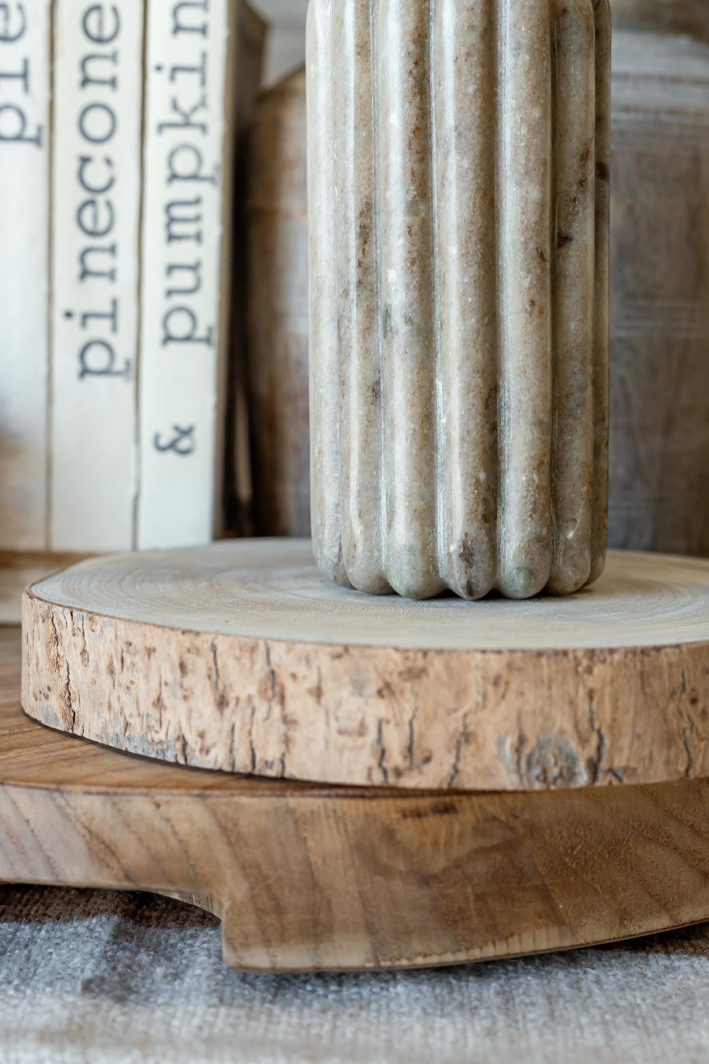 Marble Ribbed Taper Holder Creative Co-Op