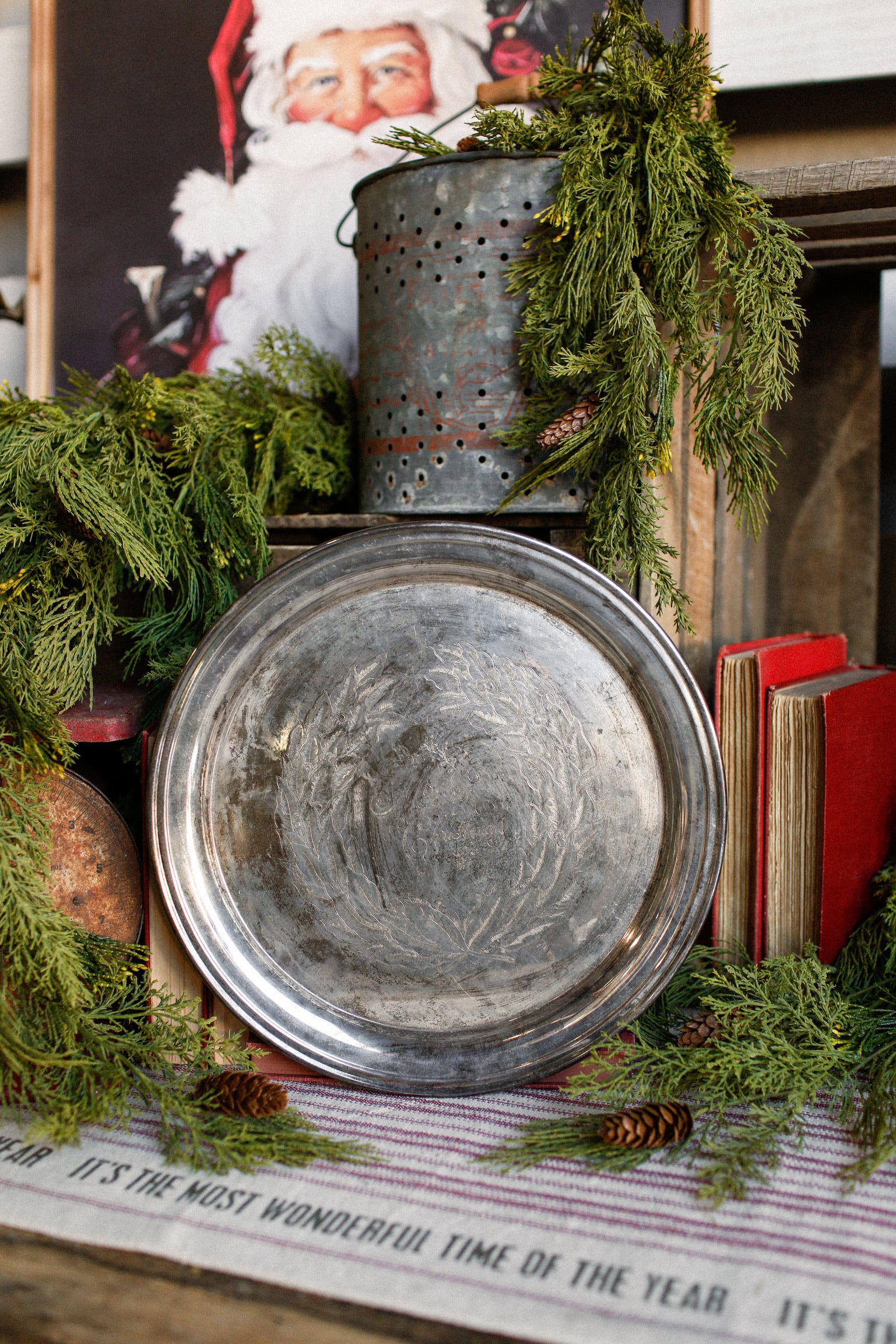 Vintage "Merry Christmas" Silver Tray