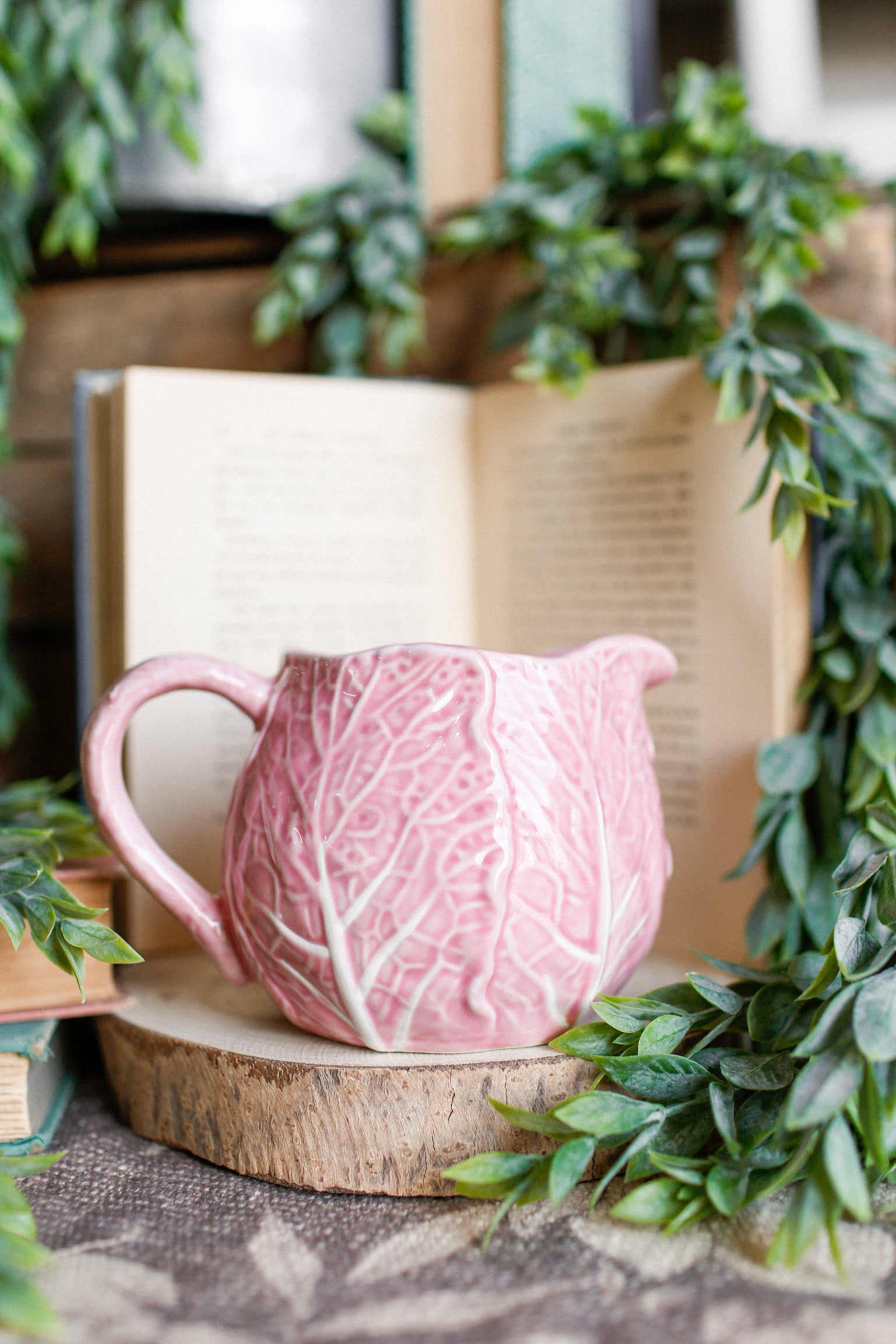 Hand-Painted Pink Cabbage Creamer