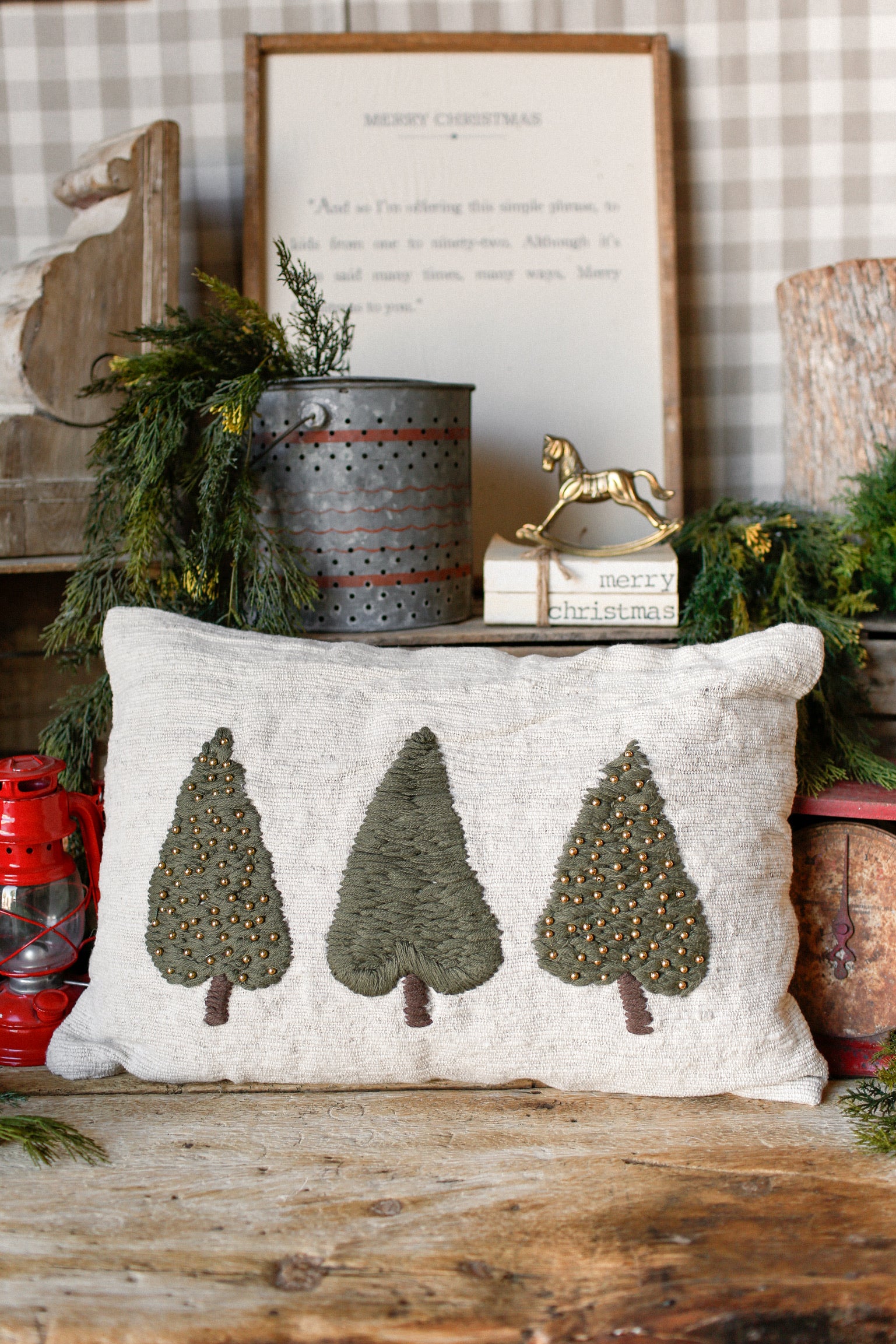 Embroidered Tree Pillow