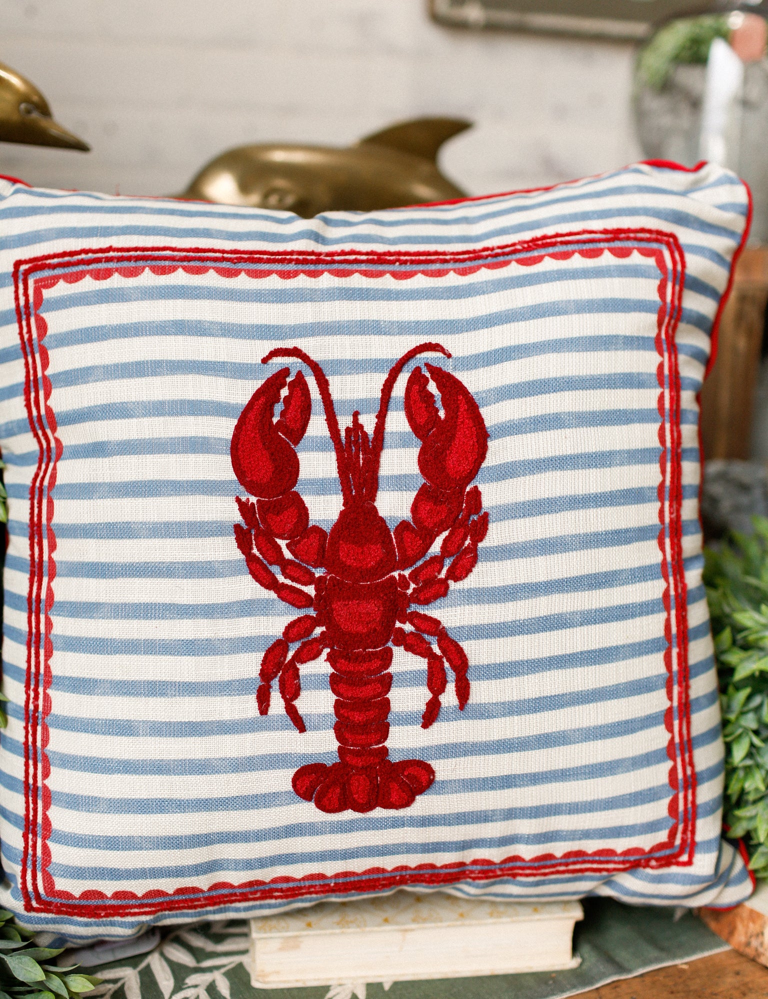 Embroidered Lobster Pillow The Little Burlap Barn®