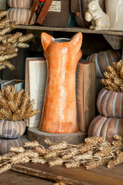 Stoneware Woodland Fox Vase Creative Co-Op