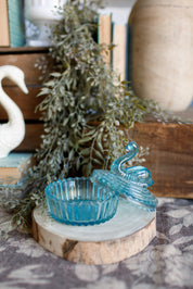 Vintage Blue Swan Candy Dish
