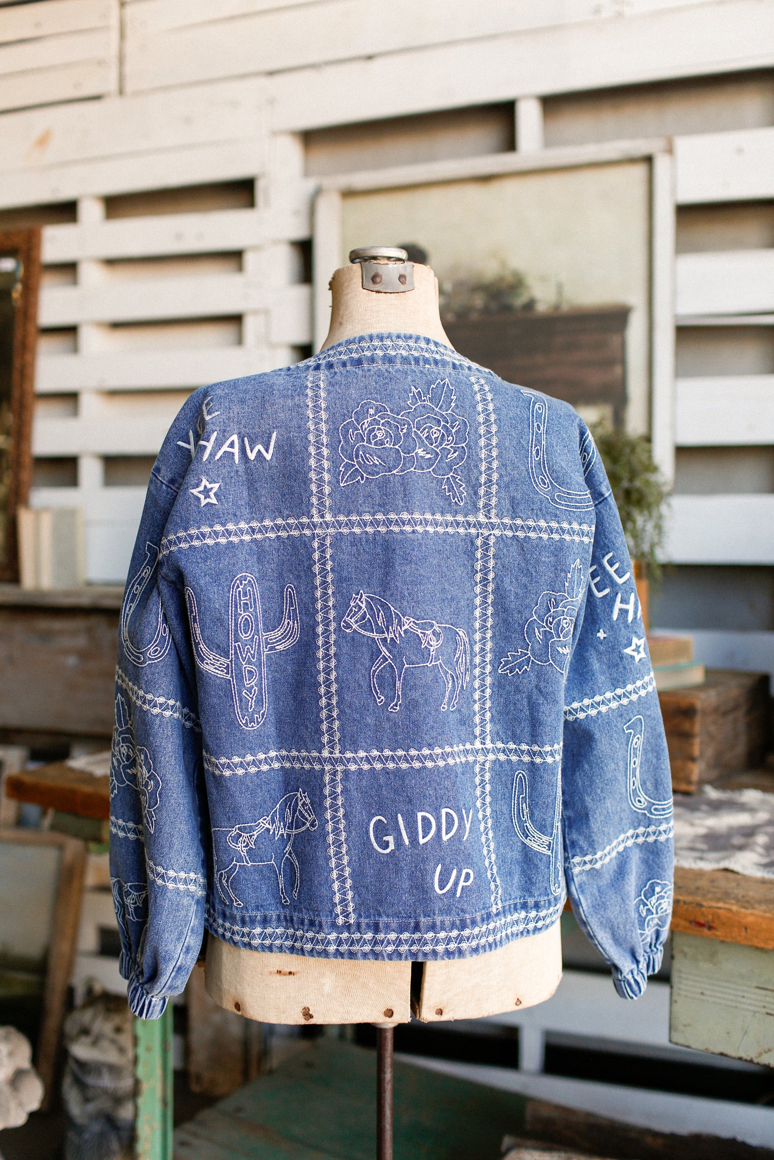 Embroidered Yee Haw Denim Jacket