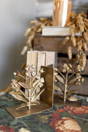 Gilded Flower Bookends