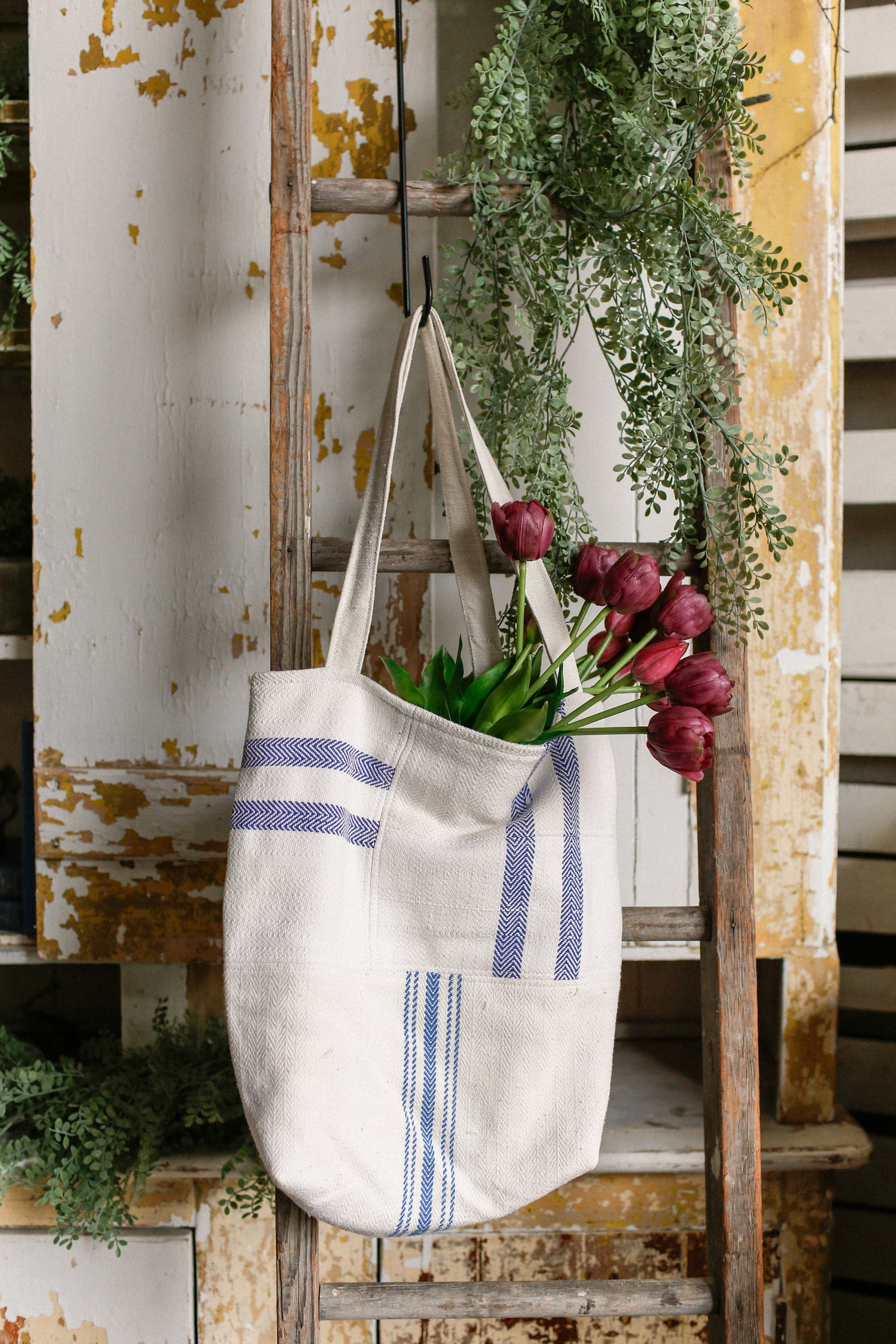 Vintage Grain Sack Tote Bag