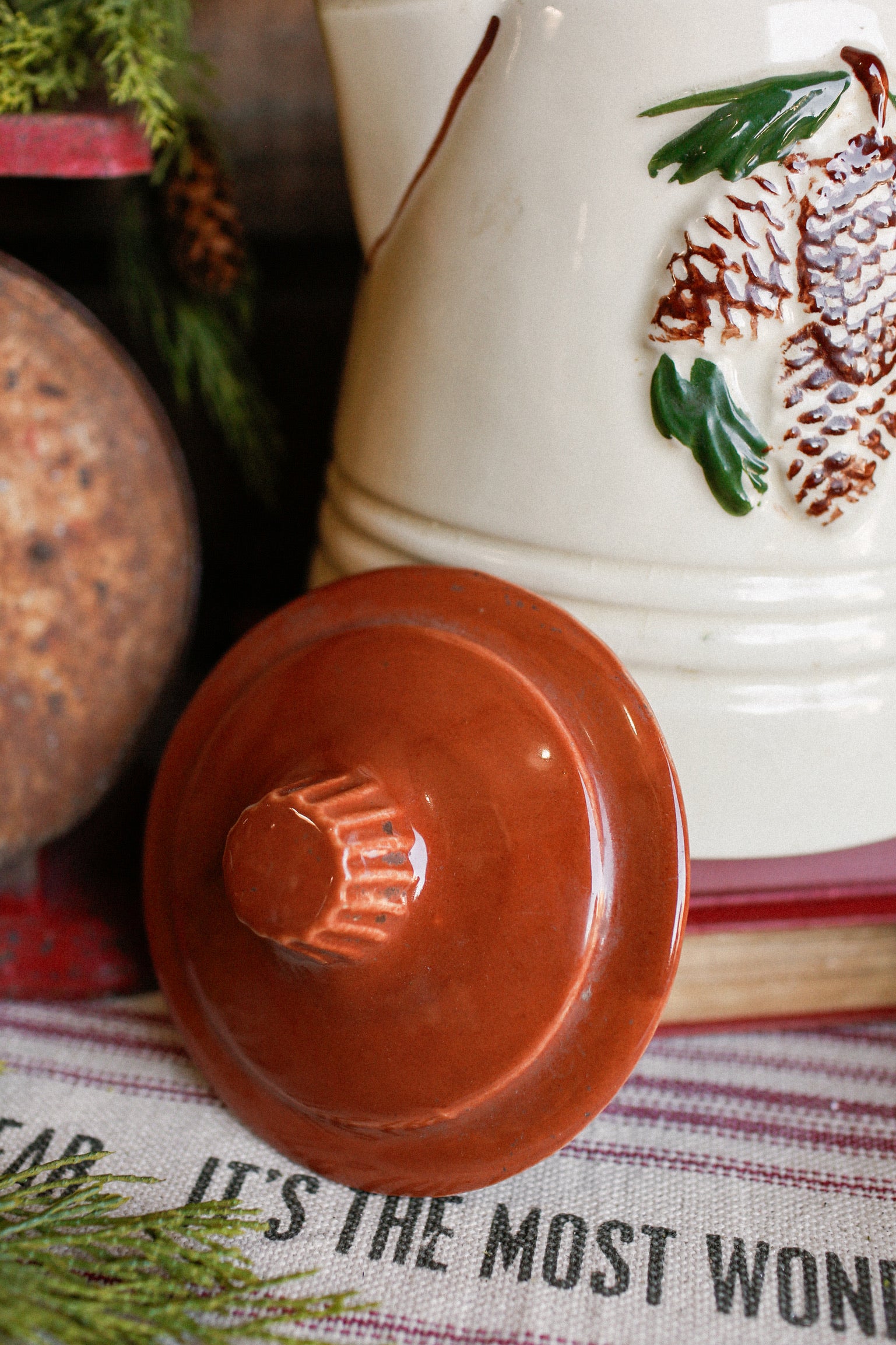 Vintage Pinecone Ceramic Teapot Vase