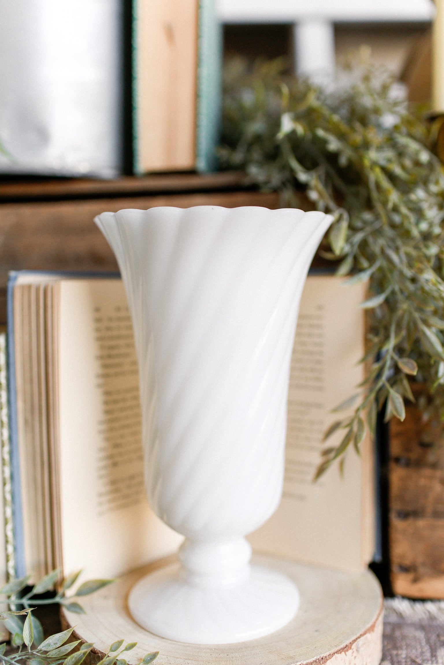 Vintage Milk Glass Scalloped Vase The Little Burlap Barn®
