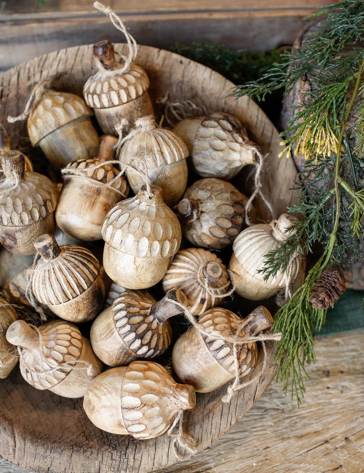Carved Wood Acorn The Little Burlap Barn®