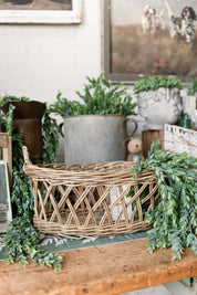 Hand Woven Gray Washed Rattan Basket The Little Burlap Barn®