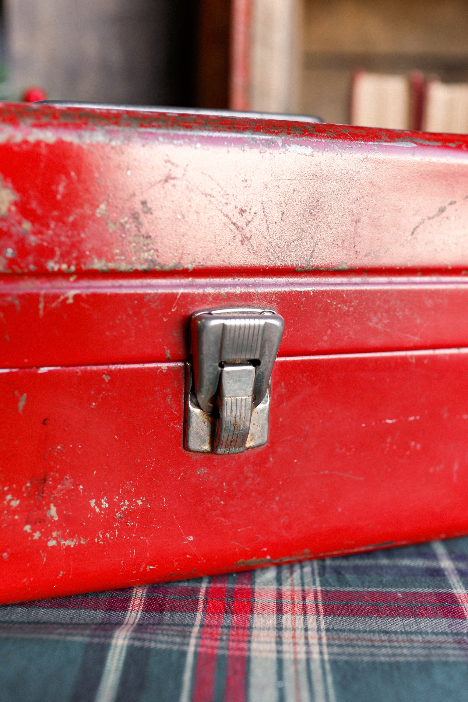 Vintage Red Metal Toolbox