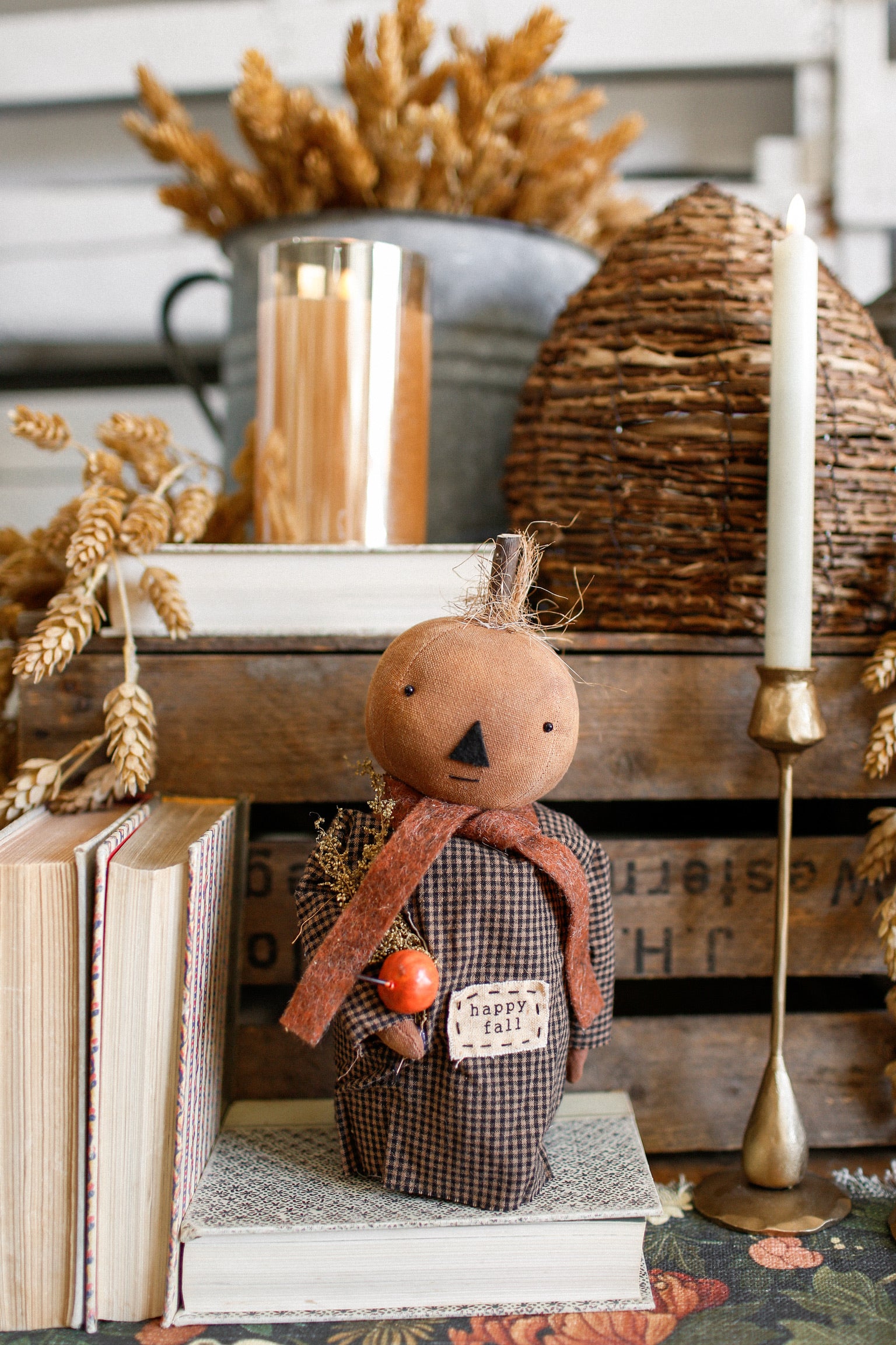 Handmade "Happy Fall" Pumpkin Doll