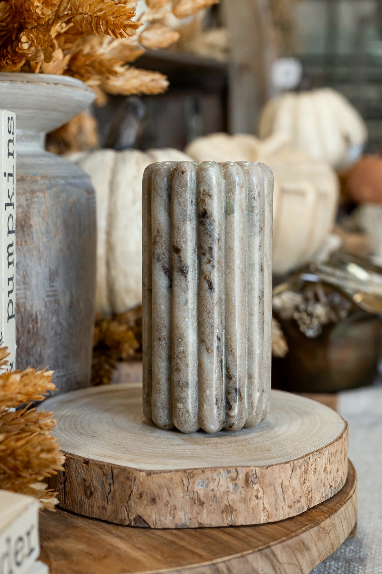 Marble Ribbed Taper Holder Creative Co-Op