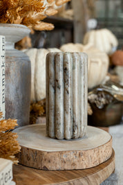Marble Ribbed Taper Holder Creative Co-Op