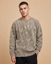 Flying Mallard Ducks Embroidered Camo Crewneck Sweatshirt Fashion City