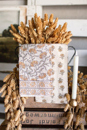 Marigold Block Print Kitchen Towels