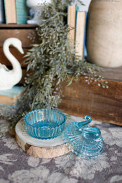 Vintage Blue Swan Candy Dish