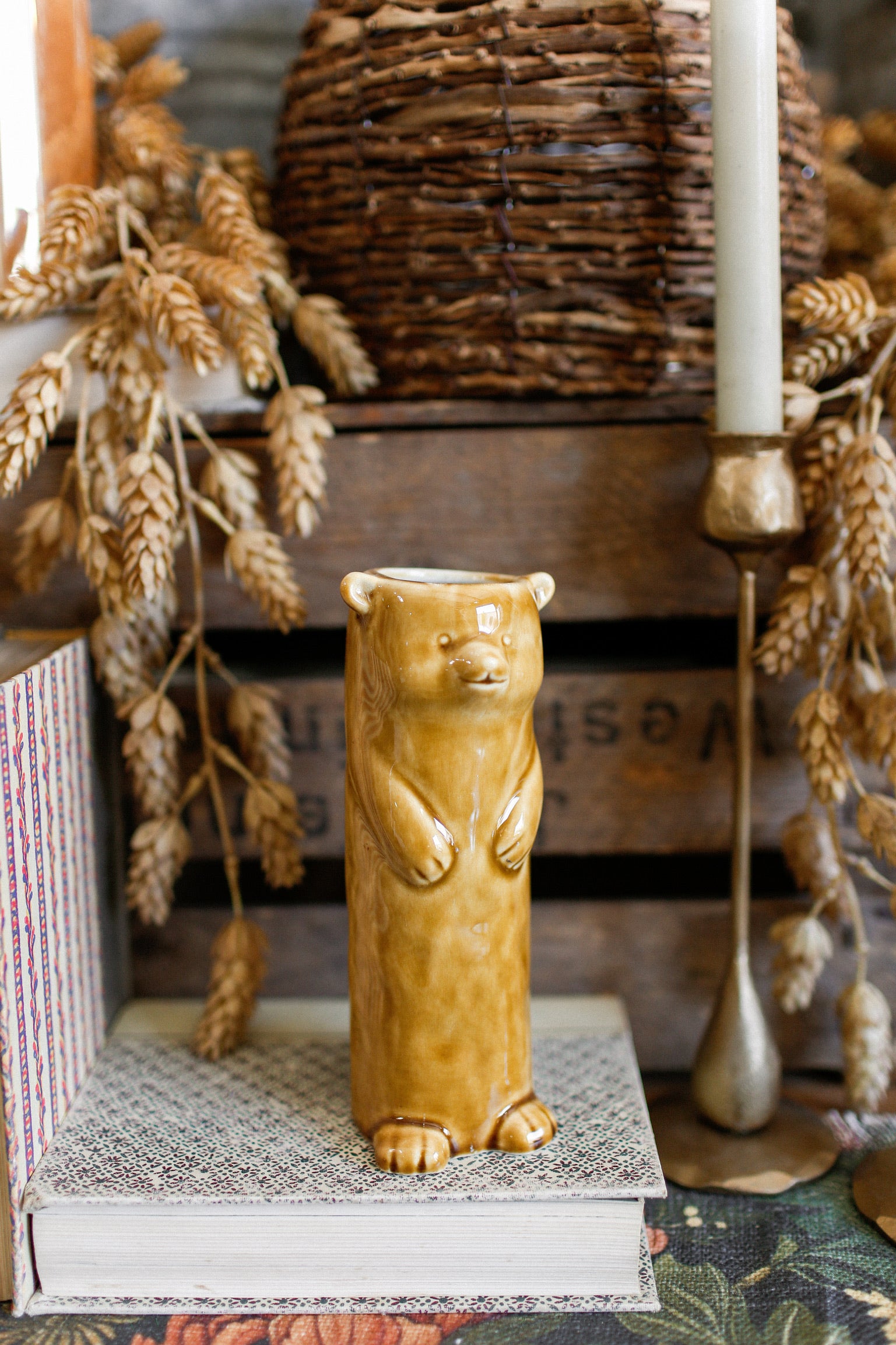 Stoneware Bear Vase