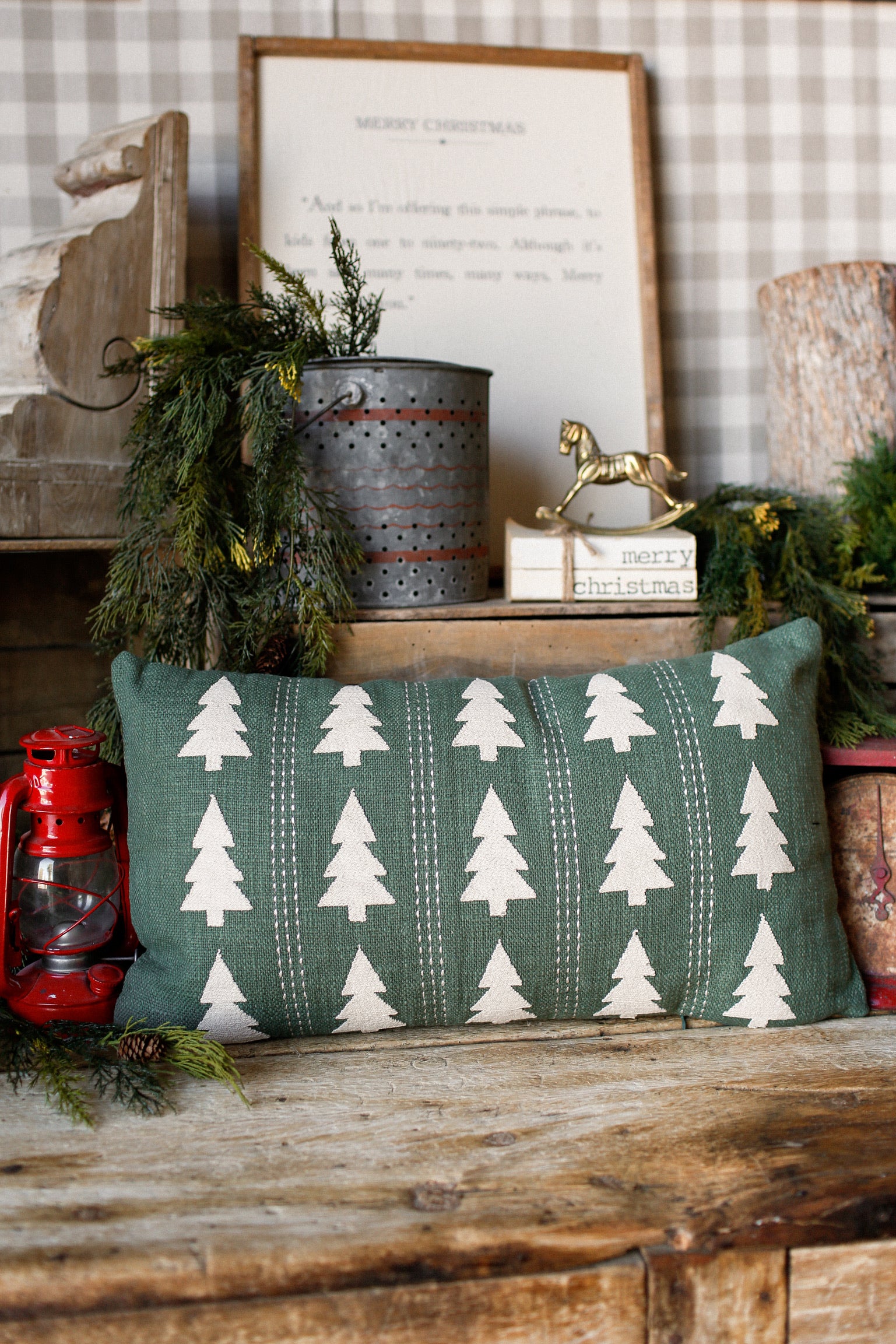 Stitched Tree Pattern Pillow