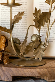 Antique Gold Leaf and Acorns Candelabra Creative Co-Op