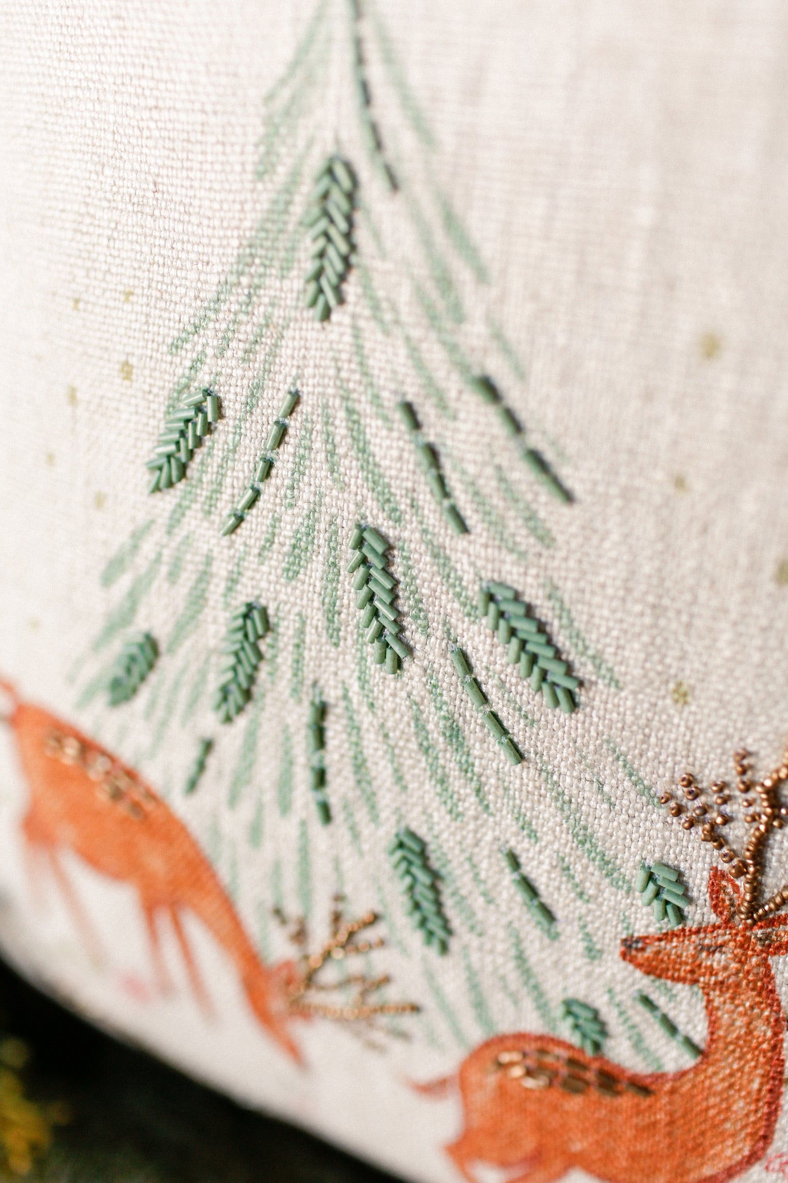 Embroidered Deer Pillow