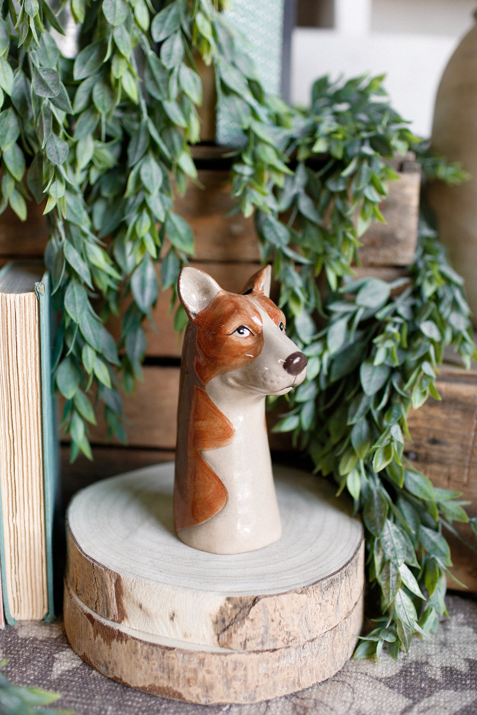 Stoneware Dog Vase