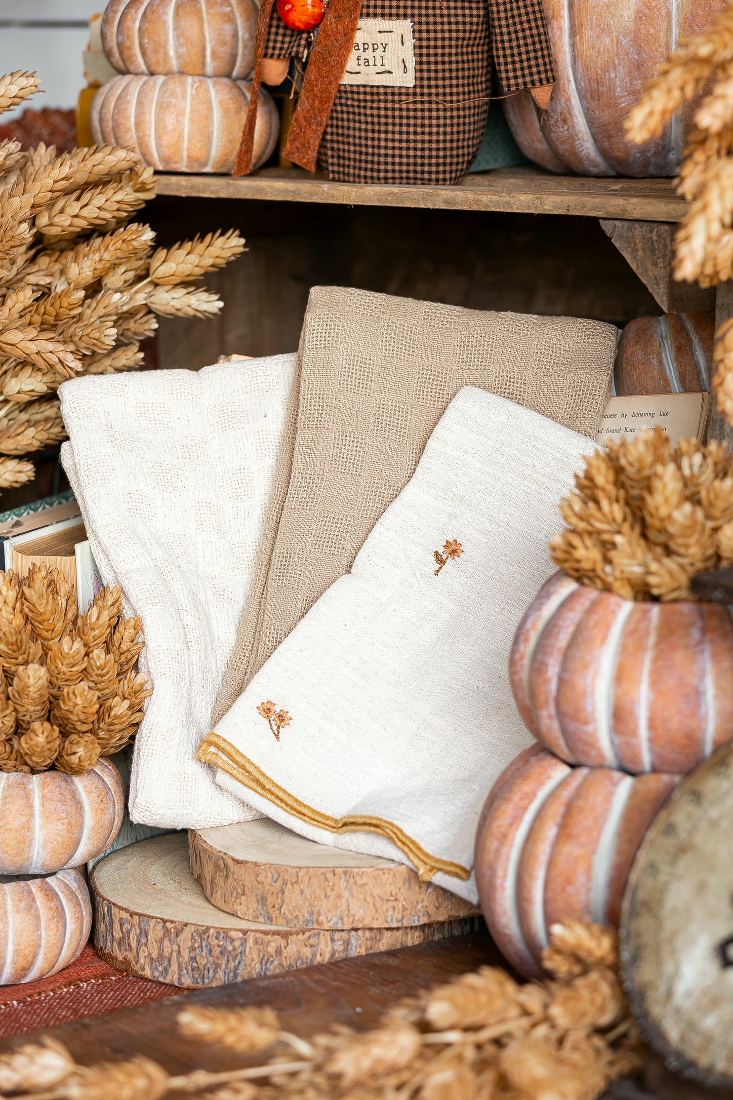 Floral Embroidered Cotton Tea Towels Creative Co-Op