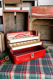 Vintage Red Metal Toolbox