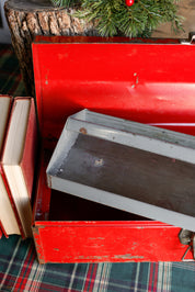 Chippy Red Vintage Metal Toolbox
